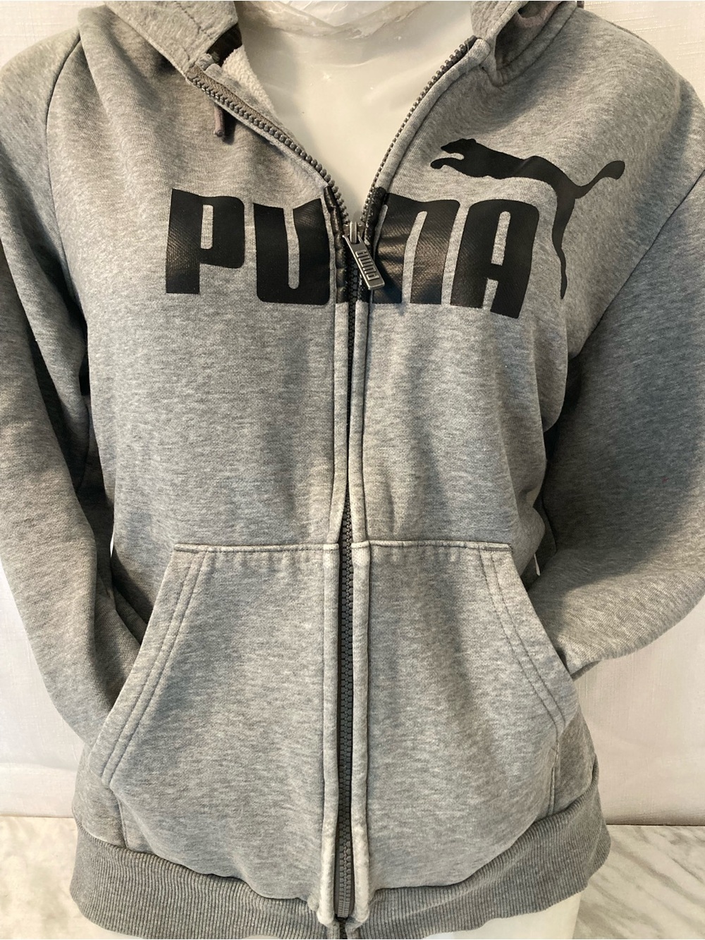 PUMA Women’s Gray Logo Full Zip Hoodie Sweatshirt Size Small
